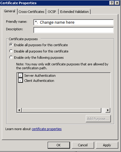 Change certificate friendly name