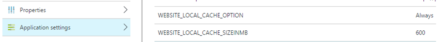 Local Cache Portal Settings